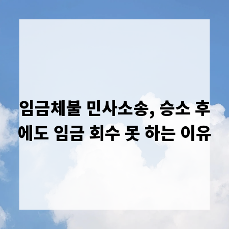 임금체불 민사소송, 승소 후에도 임금 회수 못 하는 이유