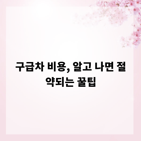 구급차 비용, 알고 나면 절약되는 꿀팁