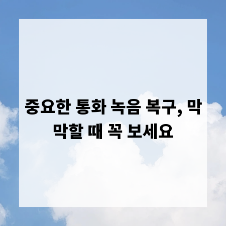 중요한 통화 녹음 복구, 막막할 때 꼭 보세요