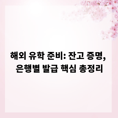 해외 유학 준비: 잔고 증명, 은행별 발급 핵심 총정리