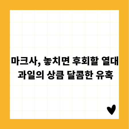 마크사, 놓치면 후회할 열대 과일의 상큼 달콤한 유혹