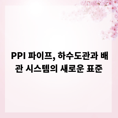 PPI 파이프, 하수도관과 배관 시스템의 새로운 표준
