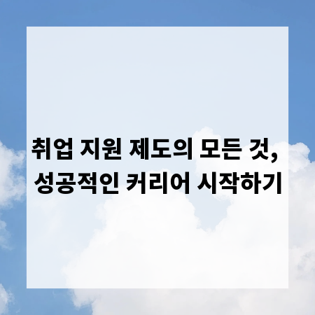 취업 지원 제도의 모든 것, 성공적인 커리어 시작하기