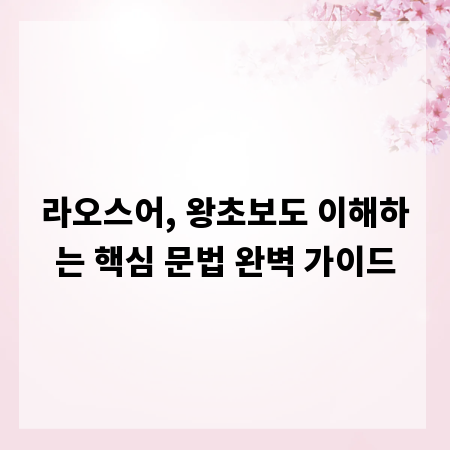 라오스어, 왕초보도 이해하는 핵심 문법 완벽 가이드