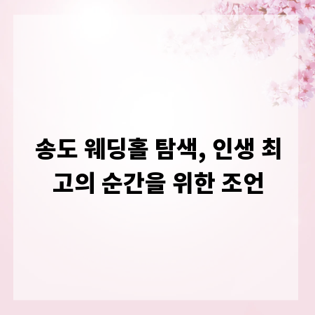 송도 웨딩홀 탐색, 인생 최고의 순간을 위한 조언