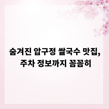 숨겨진 압구정 쌀국수 맛집, 주차 정보까지 꼼꼼히