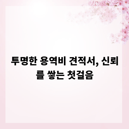 투명한 용역비 견적서, 신뢰를 쌓는 첫걸음
