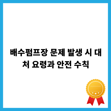 배수펌프장 문제 발생 시 대처 요령과 안전 수칙