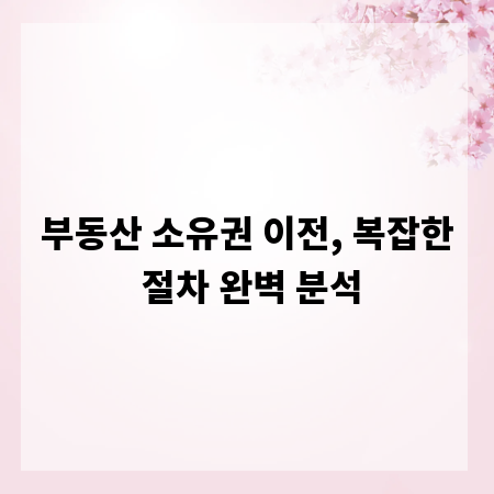 부동산 소유권 이전, 복잡한 절차 완벽 분석