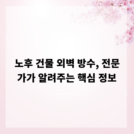 노후 건물 외벽 방수, 전문가가 알려주는 핵심 정보