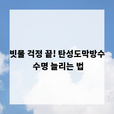 빗물 걱정 끝! 탄성도막방수 수명 늘리는 법