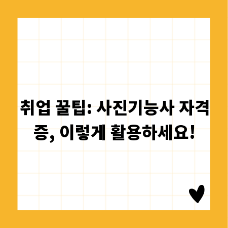 취업 꿀팁: 사진기능사 자격증, 이렇게 활용하세요!