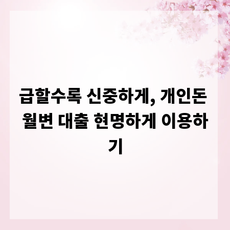 급할수록 신중하게, 개인돈 월변 대출 현명하게 이용하기