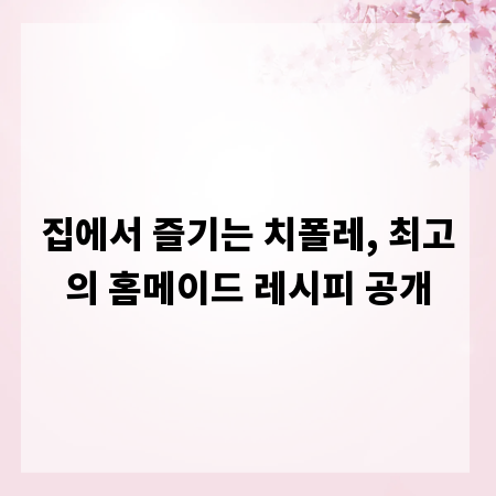 집에서 즐기는 치폴레, 최고의 홈메이드 레시피 공개
