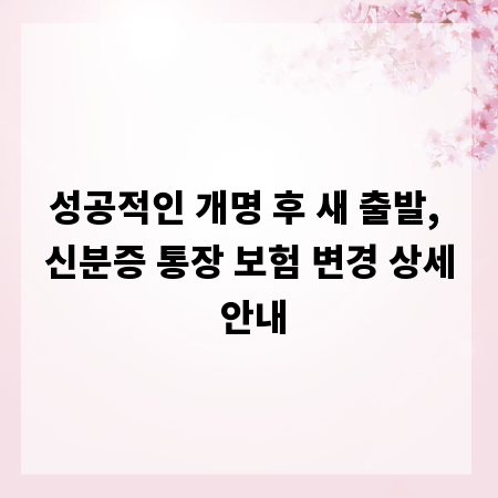 성공적인 개명 후 새 출발, 신분증 통장 보험 변경 상세 안내