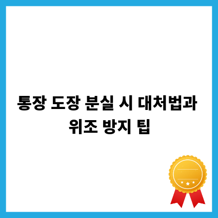 통장 도장 분실 시 대처법과 위조 방지 팁