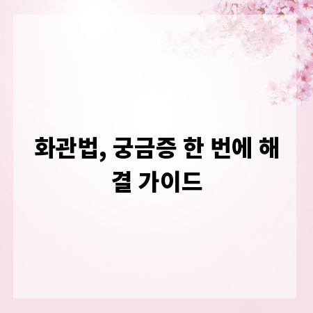 화관법, 궁금증 한 번에 해결 가이드