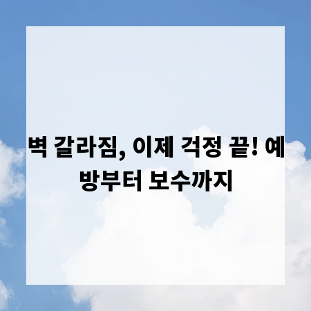 벽 갈라짐, 이제 걱정 끝! 예방부터 보수까지