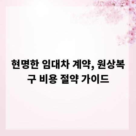 현명한 임대차 계약, 원상복구 비용 절약 가이드
