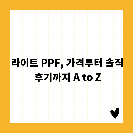 라이트 PPF, 가격부터 솔직 후기까지 A to Z