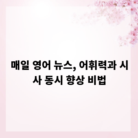 매일 영어 뉴스, 어휘력과 시사 동시 향상 비법