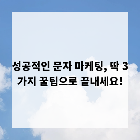 성공적인 문자 마케팅, 딱 3가지 꿀팁으로 끝내세요!