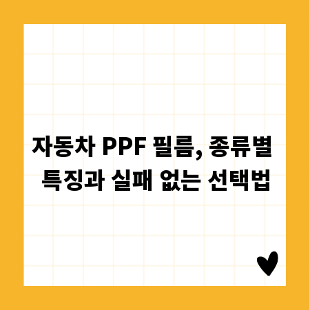 자동차 PPF 필름, 종류별 특징과 실패 없는 선택법