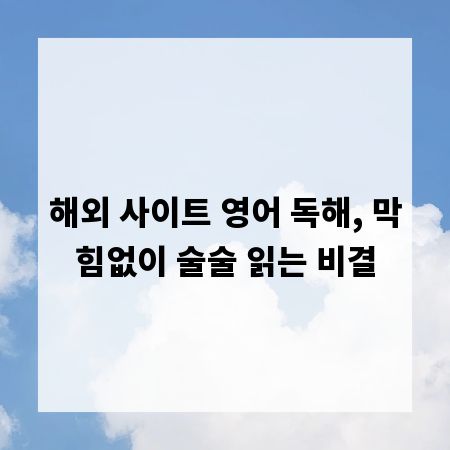 해외 사이트 영어 독해, 막힘없이 술술 읽는 비결