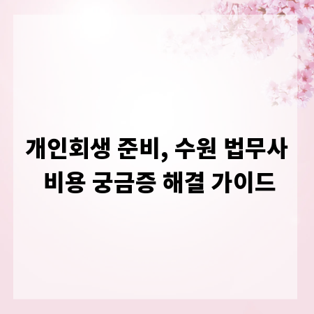 개인회생 준비, 수원 법무사 비용 궁금증 해결 가이드
