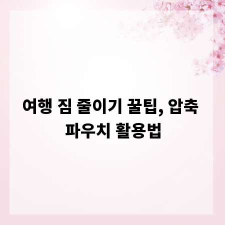 여행 짐 줄이기 꿀팁, 압축 파우치 활용법