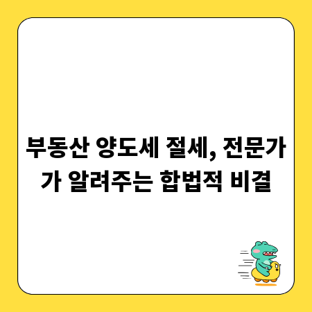 부동산 양도세 절세, 전문가가 알려주는 합법적 비결