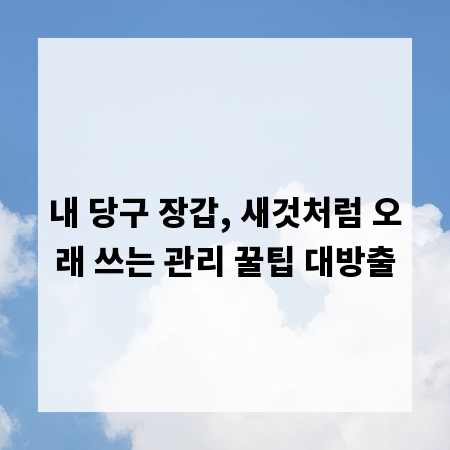 내 당구 장갑, 새것처럼 오래 쓰는 관리 꿀팁 대방출