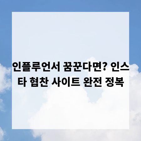 인플루언서 꿈꾼다면? 인스타 협찬 사이트 완전 정복