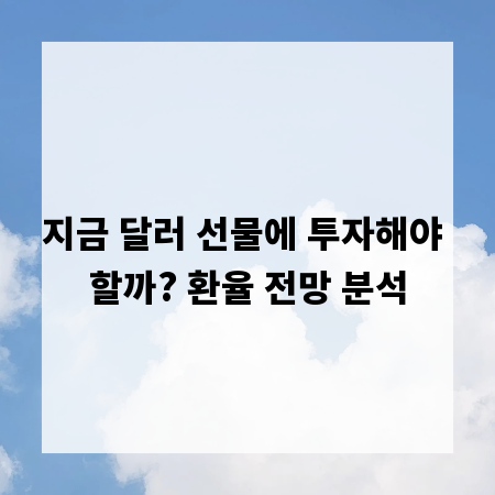 지금 달러 선물에 투자해야 할까? 환율 전망 분석