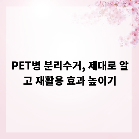 PET병 분리수거, 제대로 알고 재활용 효과 높이기