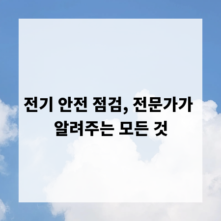 전기 안전 점검, 전문가가 알려주는 모든 것