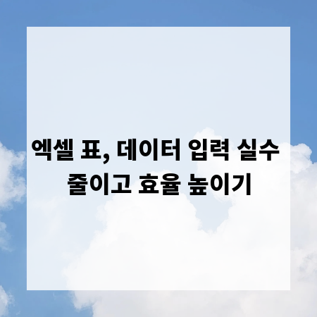 엑셀 표, 데이터 입력 실수 줄이고 효율 높이기