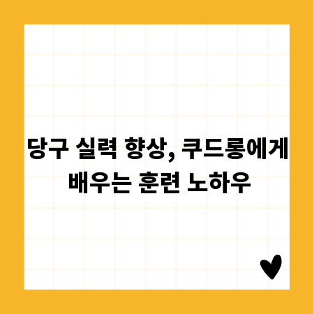 당구 실력 향상, 쿠드롱에게 배우는 훈련 노하우