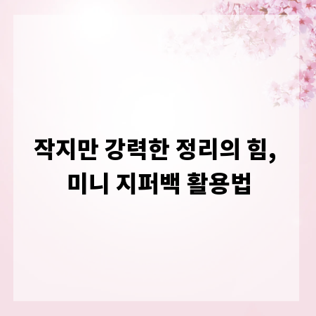 작지만 강력한 정리의 힘, 미니 지퍼백 활용법