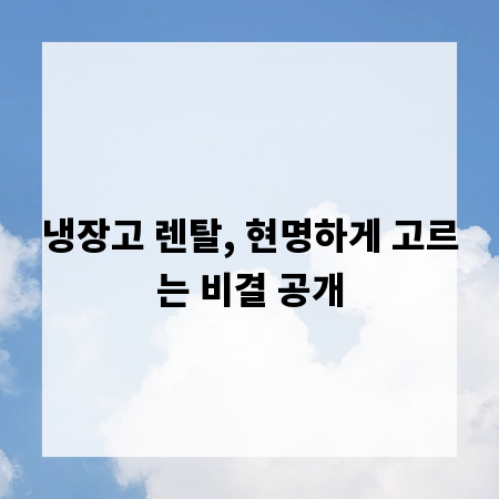냉장고 렌탈, 현명하게 고르는 비결 공개