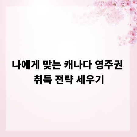 나에게 맞는 캐나다 영주권 취득 전략 세우기