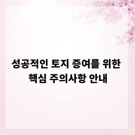 성공적인 토지 증여를 위한 핵심 주의사항 안내