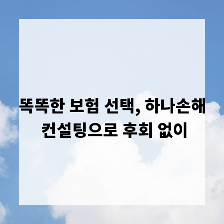 똑똑한 보험 선택, 하나손해 컨설팅으로 후회 없이