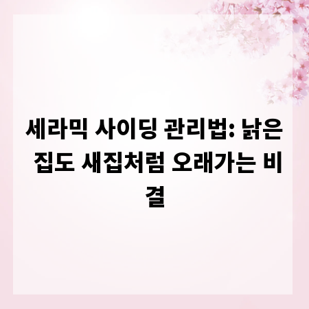 세라믹 사이딩 관리법: 낡은 집도 새집처럼 오래가는 비결