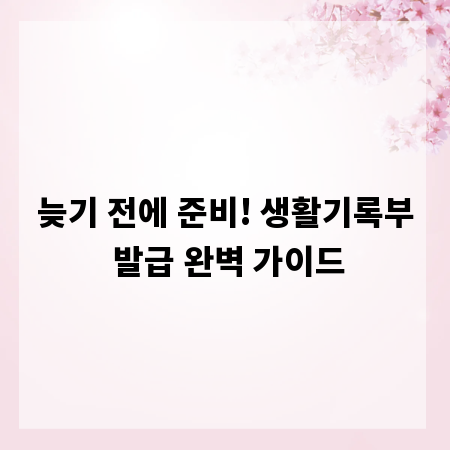 늦기 전에 준비! 생활기록부 발급 완벽 가이드