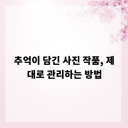 추억이 담긴 사진 작품, 제대로 관리하는 방법