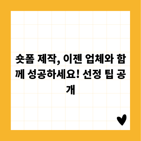 숏폼 제작, 이젠 업체와 함께 성공하세요! 선정 팁 공개