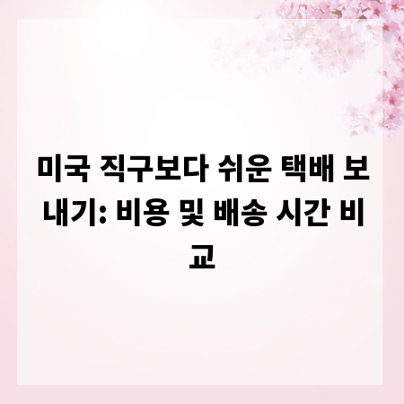미국 직구보다 쉬운 택배 보내기: 비용 및 배송 시간 비교