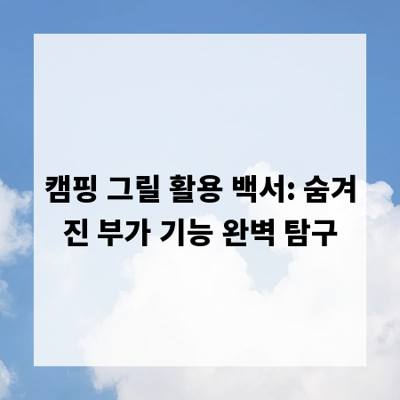 캠핑 그릴 활용 백서: 숨겨진 부가 기능 완벽 탐구