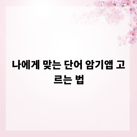 나에게 맞는 단어 암기앱 고르는 법